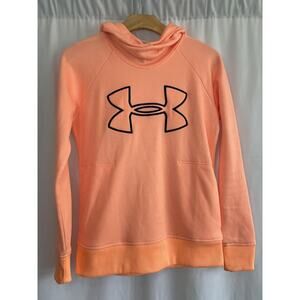 Under Armour Women's Cold Gear Mock Neck Loose Orange Peach Hoodie Size XS